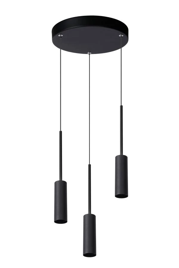 Lucide TUBULE - Suspension - Ø 26 cm - LED - 3x7W 2700K - Noir - éteint